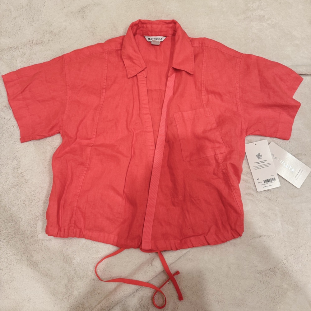 ATHLETA NWT Linen Playa Tie Top